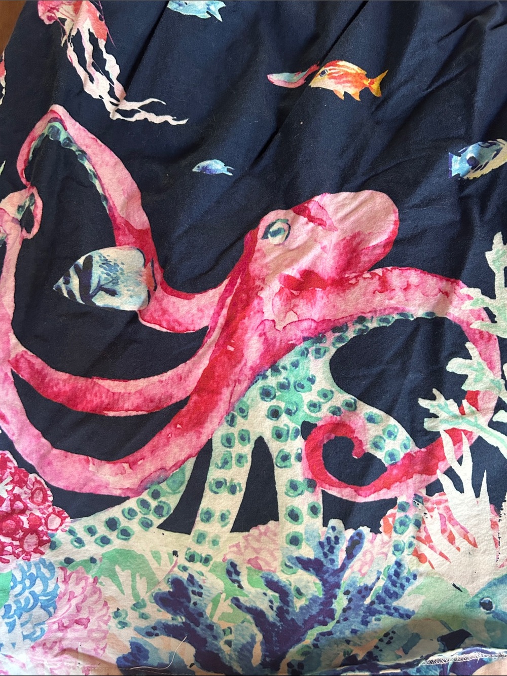 Modcloth Navy Skirt with Pink Octopus and Multicolor Coral Print - Picture 4 of 7